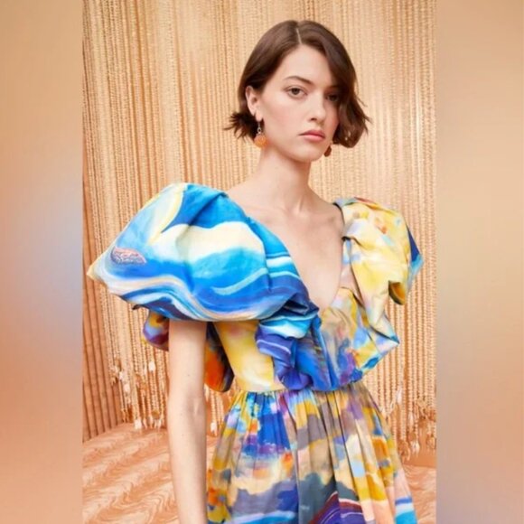 Ulla Johnson Limited Edition Francesca Tuck Art Cotton Poplin Maxi Dress - Picture 14 of 14